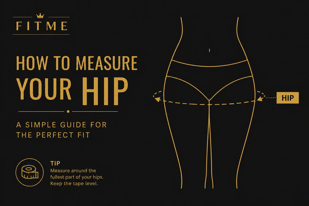 Hip circumference measurement guide — two hand spans from tailbone