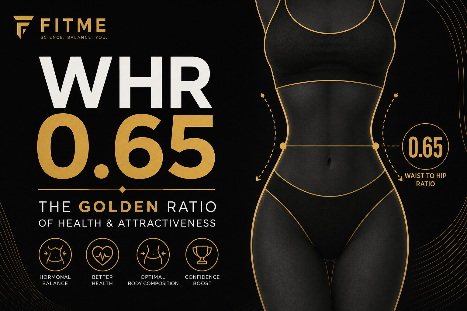 Diagrama de razão cintura-quadril com WHR 0,65 destacado