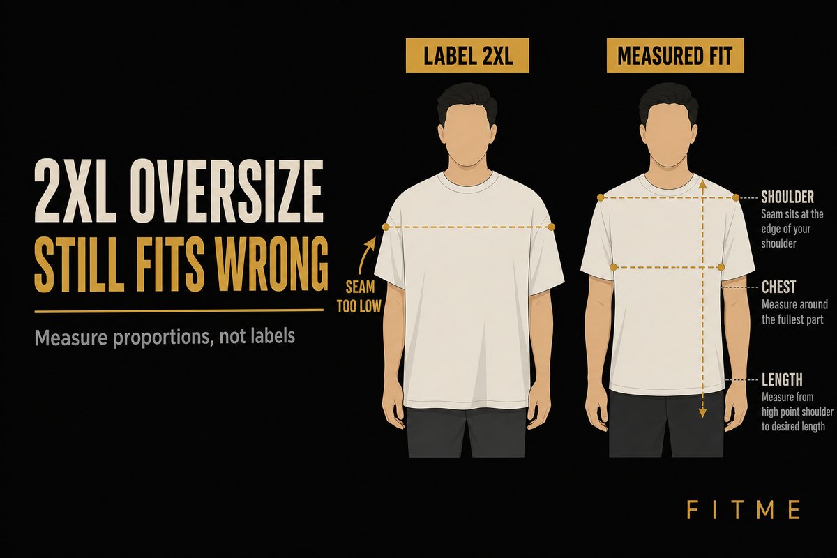 2XL oversize fit — measure proportions not labels